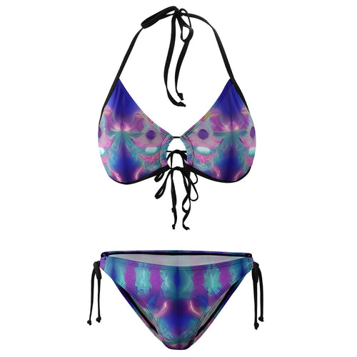 Psychedelic Caribbean Tie Top Bikini Plus size