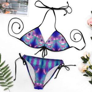 Psychedelic Caribbean Tie Top Bikini Plus size