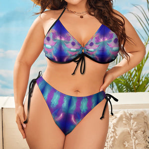 Psychedelic Caribbean Tie Top Bikini Plus size