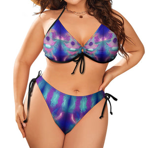 Psychedelic Caribbean Tie Top Bikini Plus size